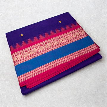 Zari Woven Pure Kanchi Cotton - Purple and Red
