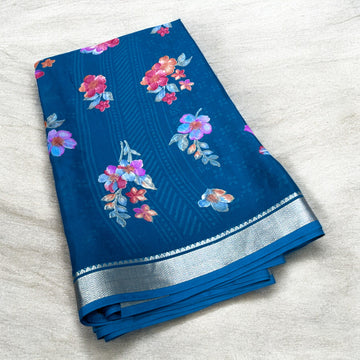 Supersoft Lightweight Floral Silk Cotton - Sea Green