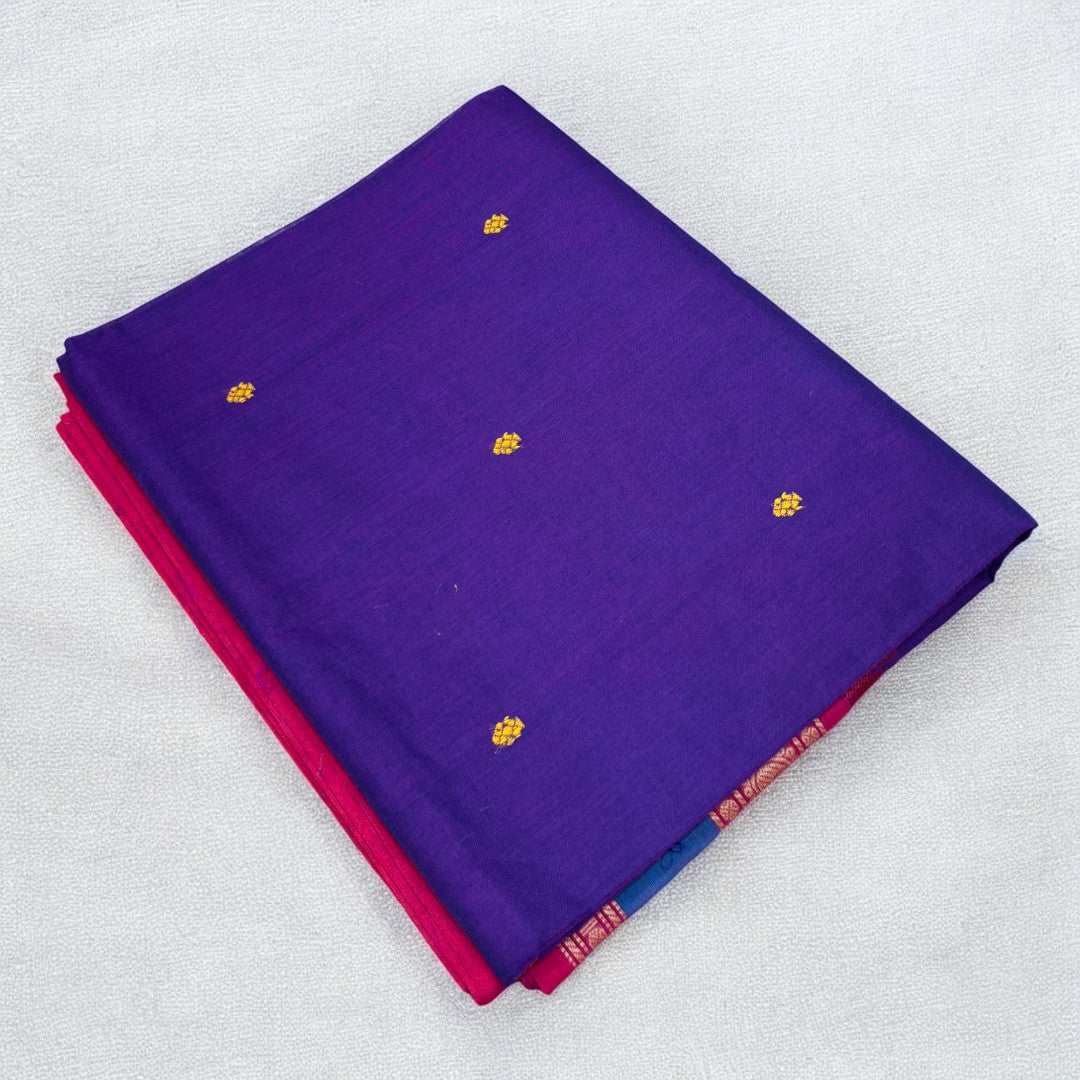 Zari Woven Pure Kanchi Cotton - Purple and Red