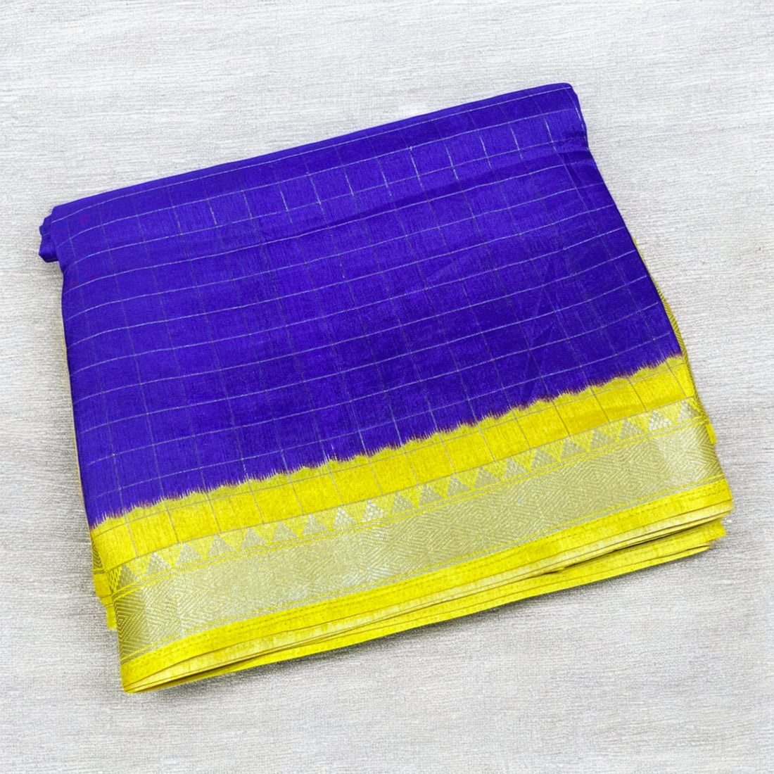 Supersoft Lightweight Checkered Kalamkari Silk Cotton - Vibrant Violet