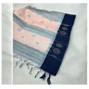 Pochampally Supersoft Ikkat Weaved - Peach