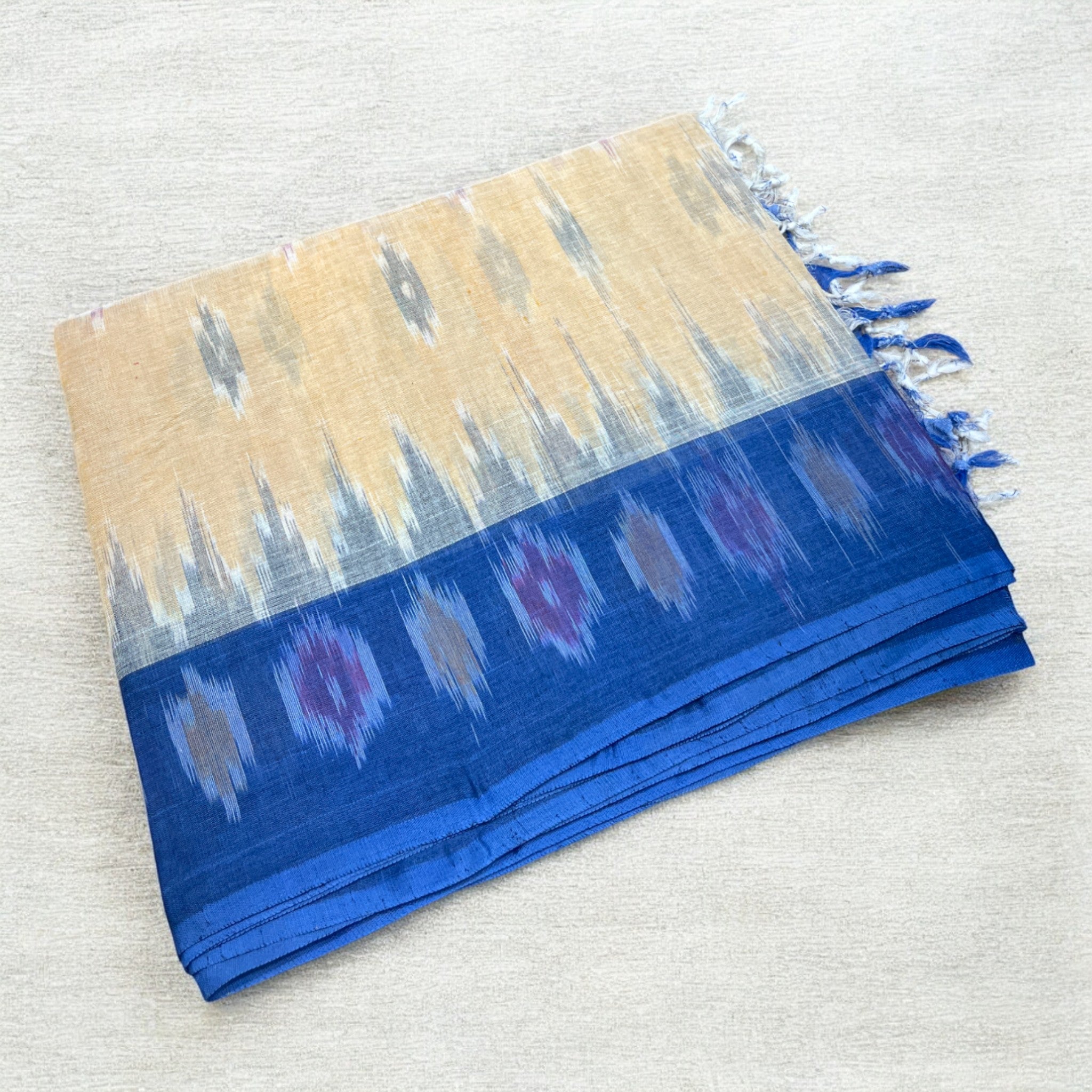 Pochampally Supersoft Ikkat Weaved - Pastel Mustard